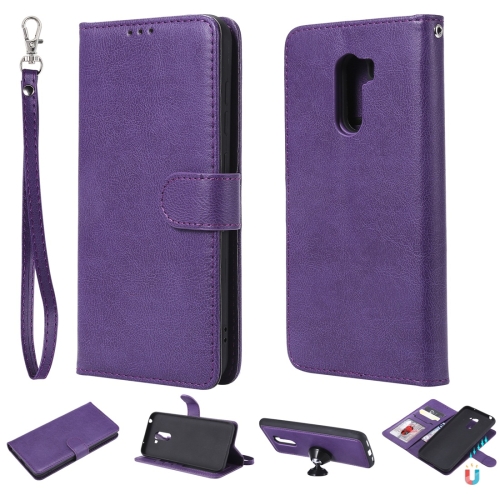 

For Xiaomi Pocophone F1 Solid Color Horizontal Flip Protective Case with Holder & Card Slots & Wallet & Photo Frame & Lanyard(Purple)