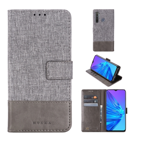 

For OPPO Realme 5 MUMXA MX102 Horizontal Flip Canvas Stitching Leather Case with Holder & Card Slots & Wallet(Grey)