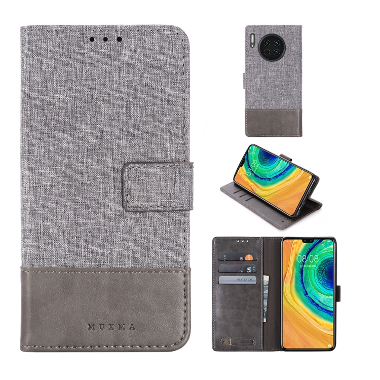 

For Huawei Mate 30 MUMXA MX102 Horizontal Flip Canvas Stitching Leather Case with Holder & Card Slots & Wallet(Grey)