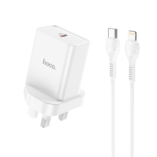 

hoco NK6 Single Port USB-C / Type-C PD20W Charger + Type-C to 8 Pin Cable, UK Plug(White)