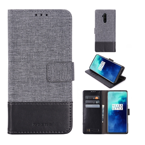 

For OnePlus 7T Pro MUMXA MX102 Horizontal Flip Canvas Stitching Leather Case with Holder & Card Slots & Wallet(Black)