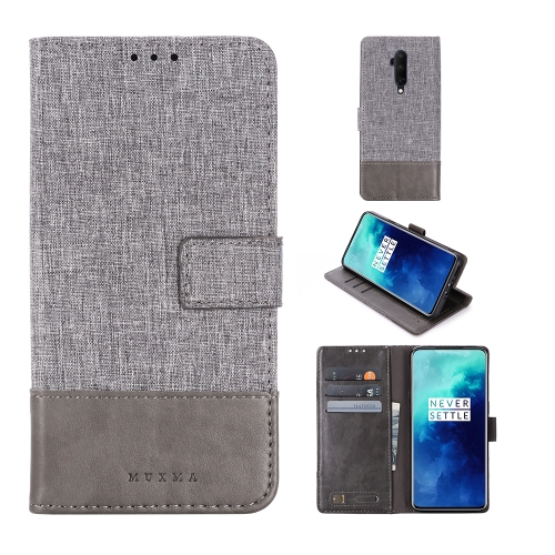 

For OnePlus 7T Pro MUMXA MX102 Horizontal Flip Canvas Stitching Leather Case with Holder & Card Slots & Wallet(Grey)