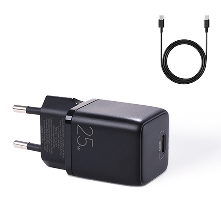 

JOYROOM L-P251 PD 25W USB-C / Type-C Mini Intelligent Fast Charger with USB-C / Type-C to USB-C / Type-C Data Cable, EU Plug(Black)