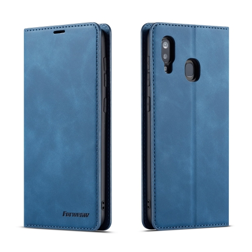 

For Galaxy A30 Forwenw Dream Series Oil Edge Strong Magnetism Horizontal Flip Leather Case with Holder & Card Slots & Wallet & Photo Frame(Blue)