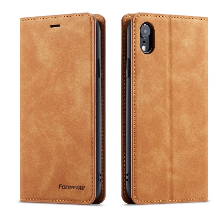 

For iPhone XR Forwenw Dream Series Oil Edge Strong Magnetism Horizontal Flip Leather Case with Holder & Card Slots & Wallet & Photo Frame(Brown)