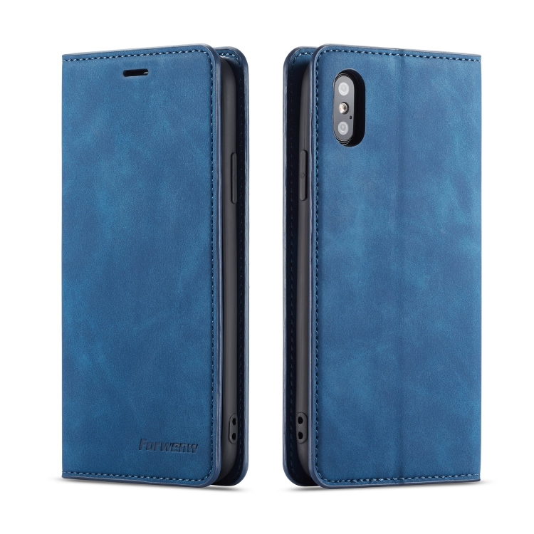 

For iPhone XS Max Forwenw Dream Series Oil Edge Strong Magnetism Horizontal Flip Leather Case with Holder & Card Slots & Wallet & Photo Frame(Blue)