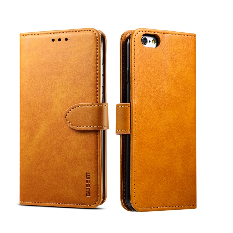 

For iPhone 6 Plus GUSSIM Magnetic Horizontal Flip Leather Case with Holder & Card Slots & & Wallet(Yellow)