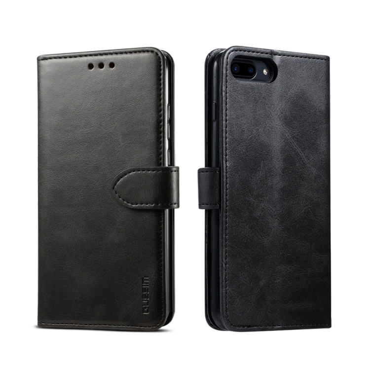 

For iPhone 8 Plus / 7 Plus GUSSIM Magnetic Horizontal Flip Leather Case with Holder & Card Slots & & Wallet(Black)