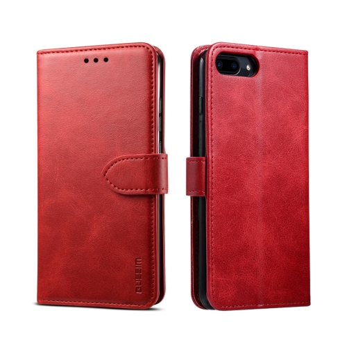 

For iPhone 8 Plus / 7 Plus GUSSIM Magnetic Horizontal Flip Leather Case with Holder & Card Slots & & Wallet(Red)