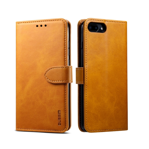 

For iPhone 8 Plus / 7 Plus GUSSIM Magnetic Horizontal Flip Leather Case with Holder & Card Slots & & Wallet(Yellow)