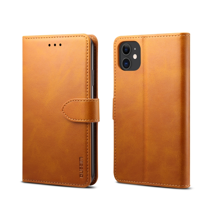 

For iPhone 11 Pro GUSSIM Magnetic Horizontal Flip Leather Case with Holder & Card Slots & & Wallet(Yellow)