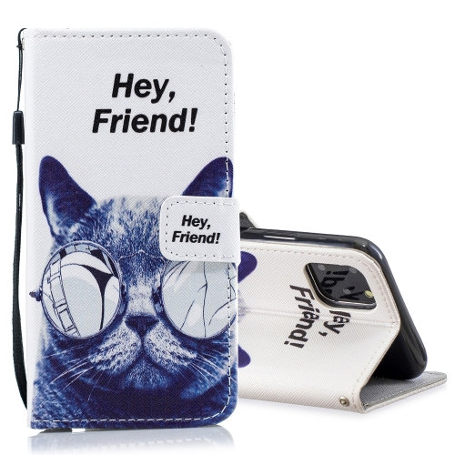 

Colored Drawing Leather Phone Case For iPhone 13(Cool Cat)