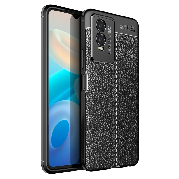 

For vivo Y76s Litchi Texture TPU Shockproof Phone Case(Black)