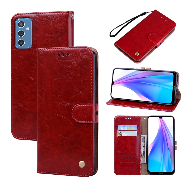 

For Samsung Galaxy M52 5G Oil Wax Texture Leather Phone Case(Red)