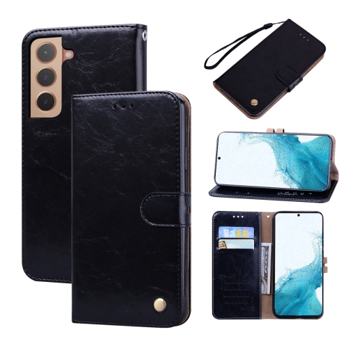 

For Samsung Galaxy S22+ 5G Oil Wax Texture Leather Phone Case(Black)