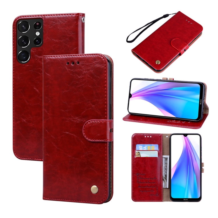 

For Samsung Galaxy S22 Ultra 5G Oil Wax Texture Leather Phone Case(Red)