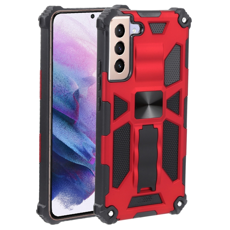 

For Samsung Galaxy S22+ 5G Shockproof TPU + PC Magnetic Protective Phone Case with Holder(Red)