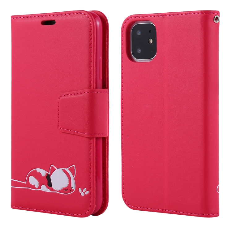 

For iPhone 11 Embroidered kitten Horizontal Flip Leather Case With Holder & Card Slots & Wallet(Red)