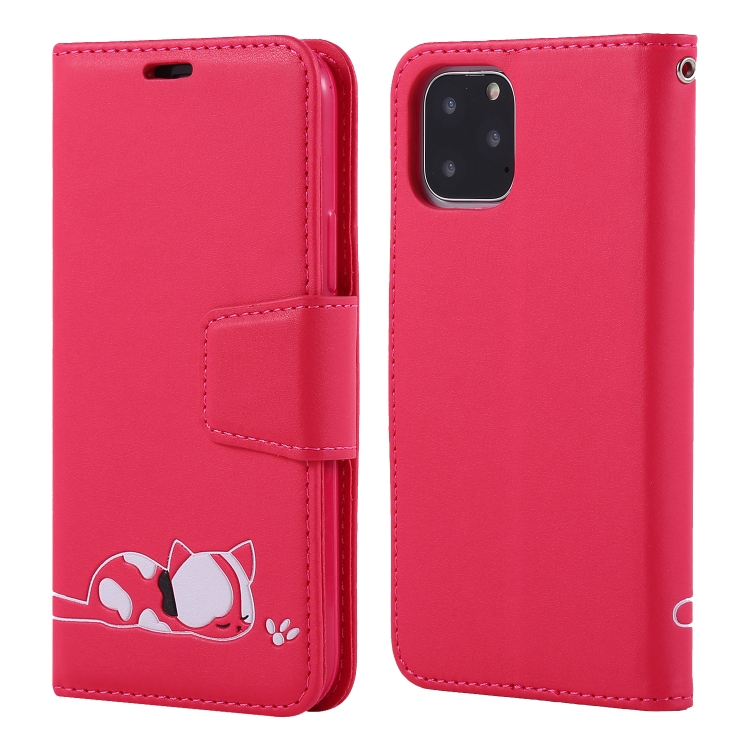 

For iPhone 11 Pro Embroidered kitten Horizontal Flip Leather Case With Holder & Card Slots & Wallet(Red)