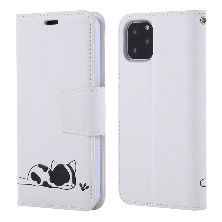 

For iPhone 11 Pro Embroidered kitten Horizontal Flip Leather Case With Holder & Card Slots & Wallet(White)