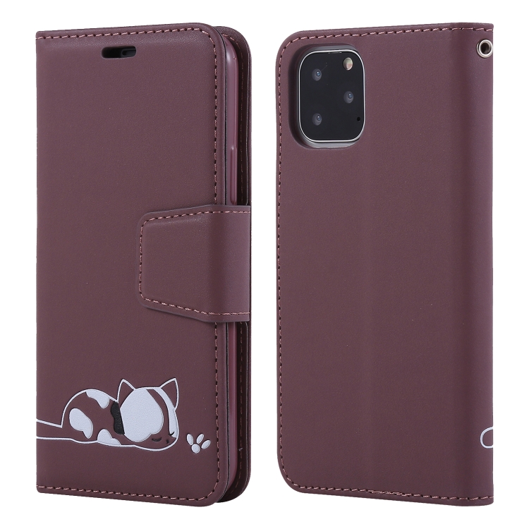 

For iPhone 11 Pro Max Embroidered kitten Horizontal Flip Leather Case With Holder & Card Slots & Wallet(Brown)