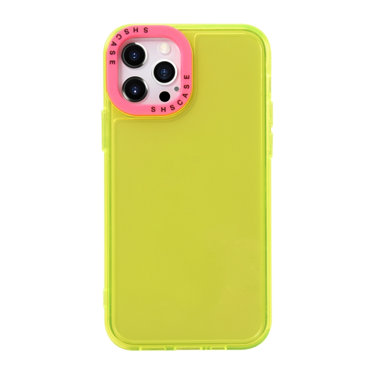 

Color Contrast Lens Frame Transparent TPU Phone Case For iPhone 13(Yellow + Rose Red)
