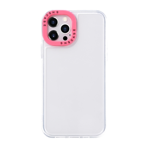 

Color Contrast Lens Frame Transparent TPU Phone Case For iPhone 13 Pro Max(Transparent + Rose Red)