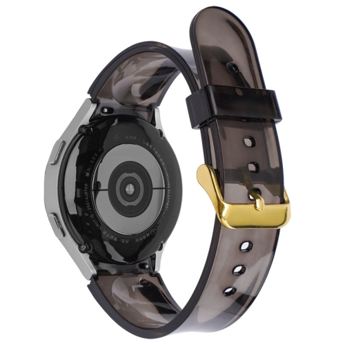 

For Samsung Galaxy Watch4 40mm/44mm Jelly Translucent TPU Watchband, Style:Gold Buckle(Black)