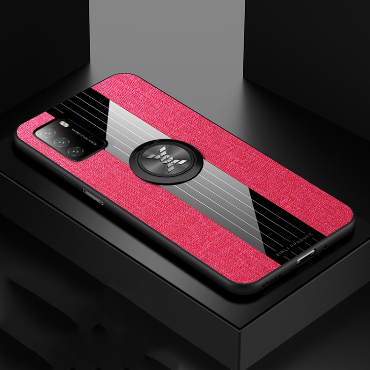 

For Xiaomi Poco M3 XINLI Stitching Cloth Texture TPU Phone Case with Ring Holder(Red)