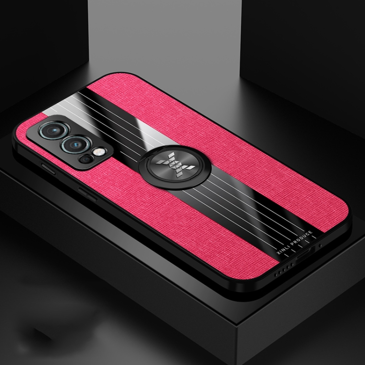 

For OnePlus Nord 2 5G XINLI Stitching Cloth Texture TPU Phone Case with Ring Holder(Red)