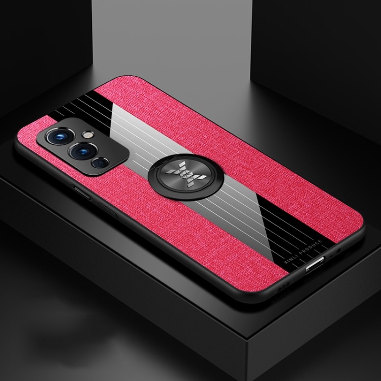 

For OnePlus 9 XINLI Stitching Cloth Texture TPU Phone Case with Ring Holder(Red)