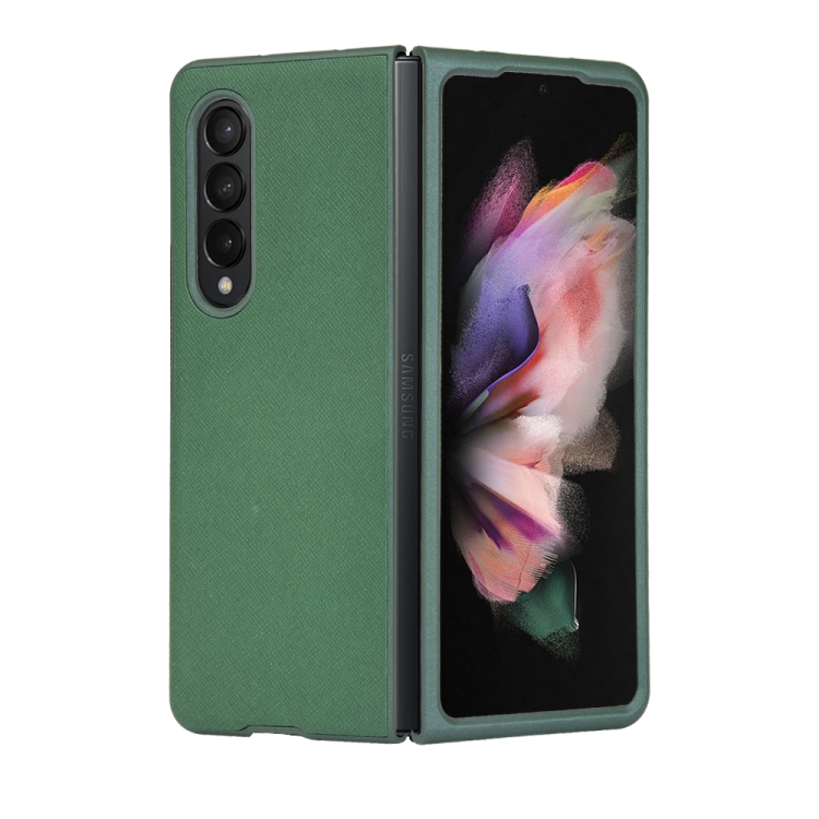

For Samsung Galaxy Z Fold3 5G Cross Texture Phone Case(Green)