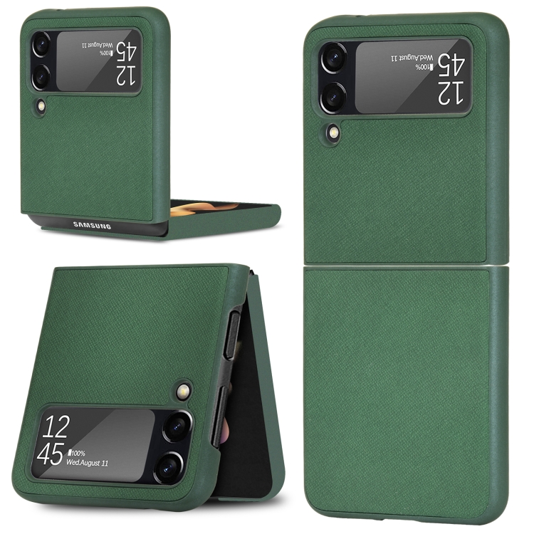 

For Samsung Galaxy Z Flip3 5G Cross Texture Phone Case(Green)