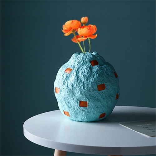 

Cute Fruit Plant Shape Creative Nordic Style Resin Frosted Vase, Style:Blue Apple