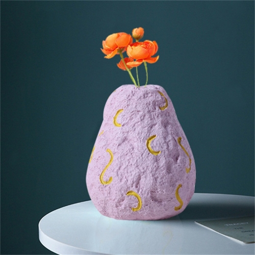 

Cute Fruit Plant Shape Creative Nordic Style Resin Frosted Vase, Style:Pink Purple Pear