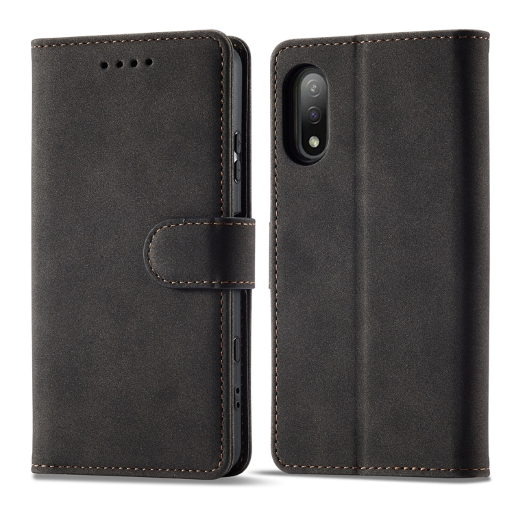 

For Sony Xperia Ace II Frosted Anti-theft Brush Horizontal Flip Leather Phone Case(Black)