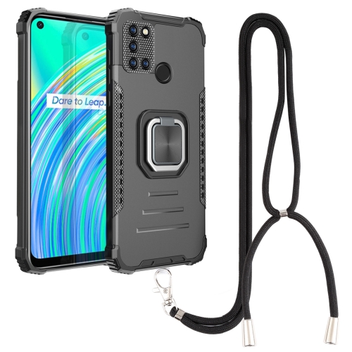 

For OPPO Realme C17 / Realme 7i Aluminum Alloy + TPU Phone Case with Lanyard(Black)