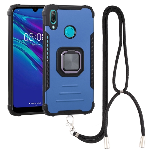 

For Huawei Y7 2019 / Y7 Prime 2019 Aluminum Alloy + TPU Phone Case with Lanyard(Blue)