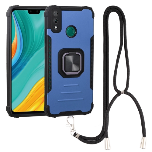 

For Huawei Y8s Aluminum Alloy + TPU Phone Case with Lanyard(Blue)