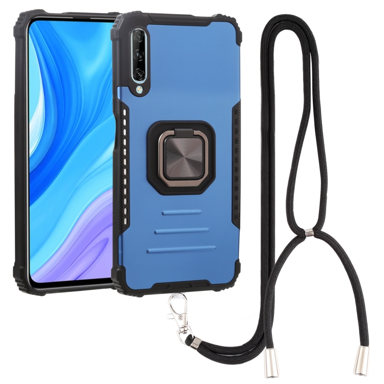 

For Huawei Y9s Aluminum Alloy + TPU Phone Case with Lanyard(Blue)