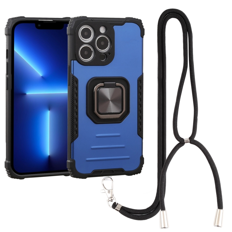 

Lanyard Aluminum TPU Case For iPhone 13 Pro(Blue)