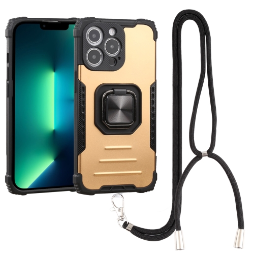 

Lanyard Aluminum TPU Case For iPhone 13 Pro Max(Gold)