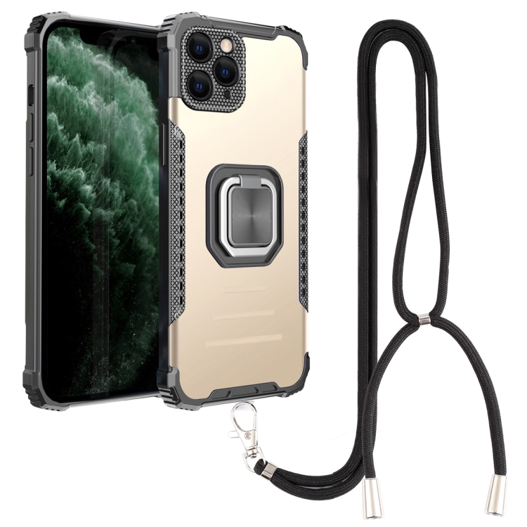 

Lanyard Aluminum TPU Case For iPhone 11 Pro Max(Gold)