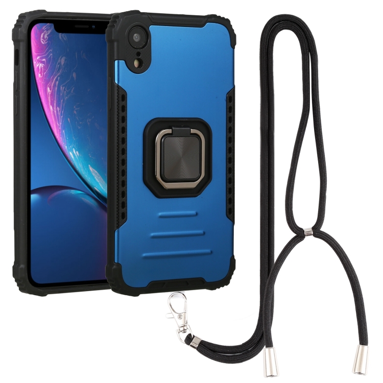 

Lanyard Aluminum TPU Case For iPhone XR(Blue)