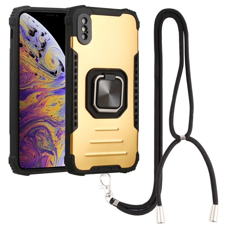 

Lanyard Aluminum TPU Case For iPhone XS Max(Gold)