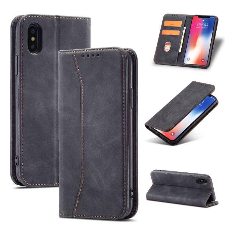 

Magnetic Dual-fold Leather Case For iPhone XS Max(Black)