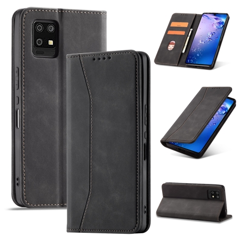 

For Sharp Aquos Zero 6 Magnetic Dual-fold Leather Phone Case(Black)