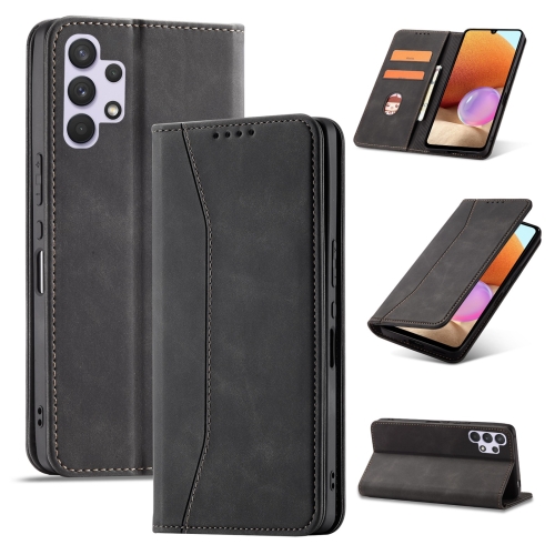 

For Samsung Galaxy A32 4G Magnetic Dual-fold Leather Phone Case(Black)