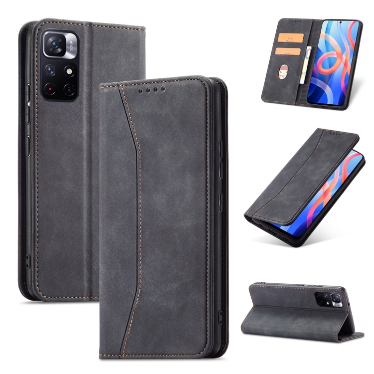 

For Xiaomi Redmi Note 11 5G Magnetic Dual-fold Leather Phone Case(Black)