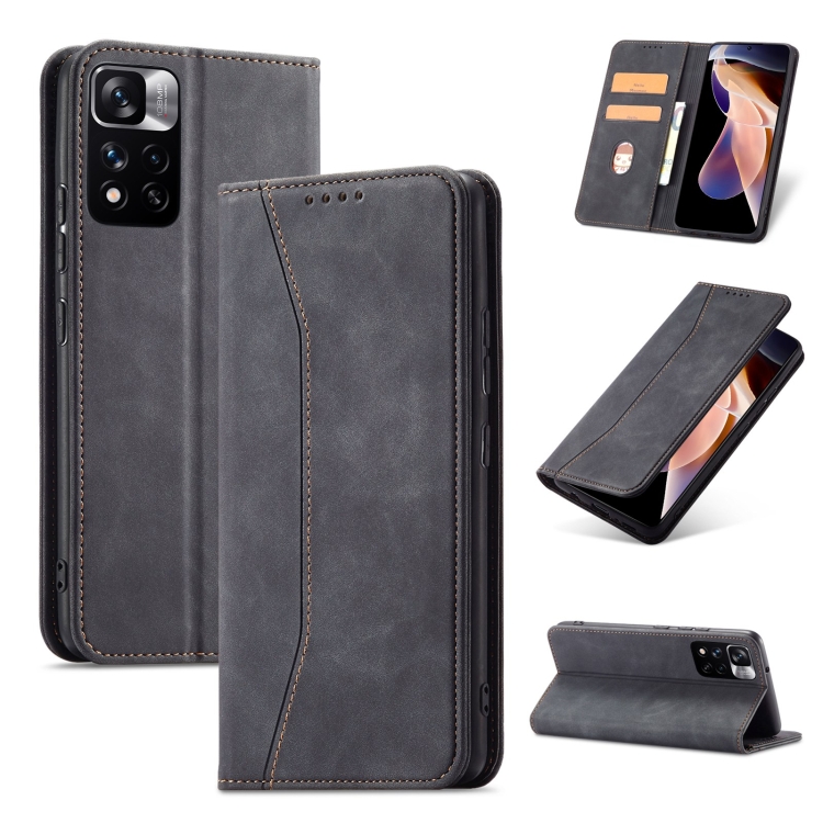 

For Xiaomi Redmi Note 11 Pro 5G Magnetic Dual-fold Leather Phone Case(Black)
